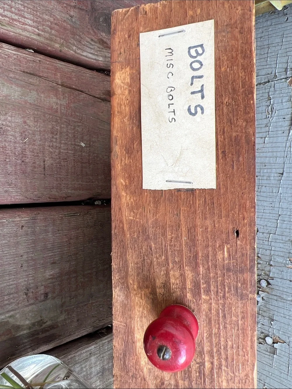 Vintage Handmade letterpress style Wooden Wall Shelf with Red Knob